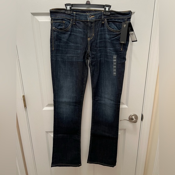 Guess Jeans Guess Bootleg Slim Fit Low Rise Jeans Dark Blue 32